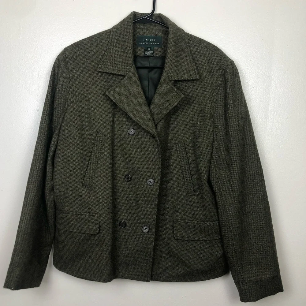 Ralph Lauren Tweed Green Blazer Jacket - Picture 2 of 5